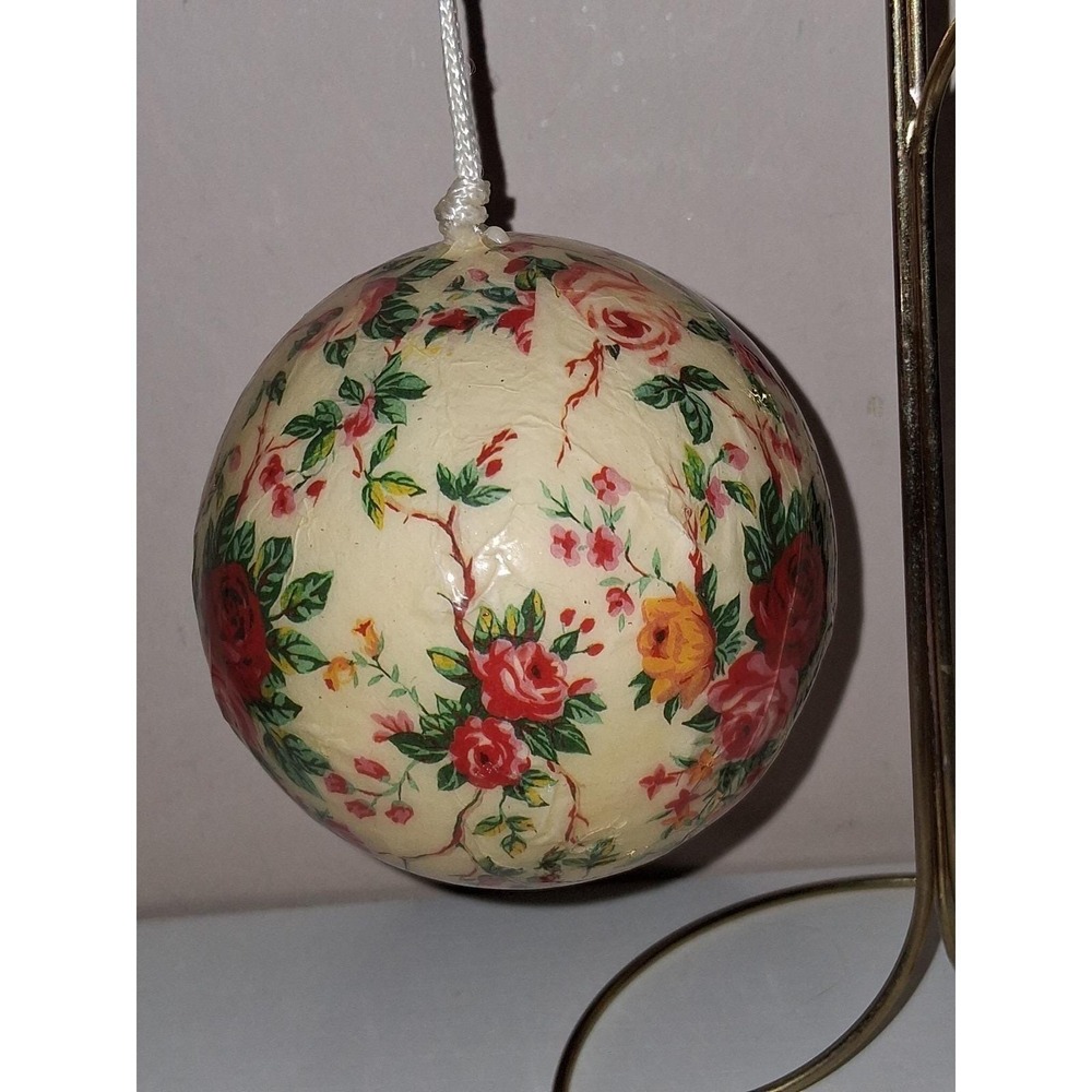Large‎ Floral Christmas Ornament Cottagecore Shabby Chic Rose Decor 3.5"
